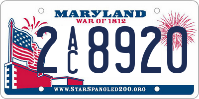 MD license plate 2AC8920