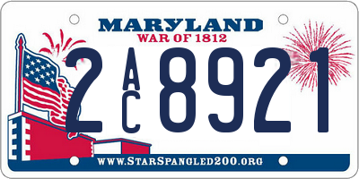 MD license plate 2AC8921