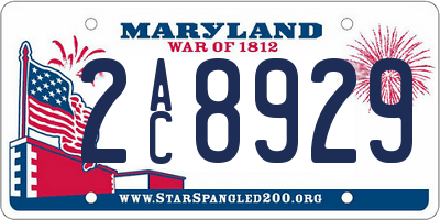 MD license plate 2AC8929