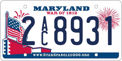 MD license plate 2AC8931