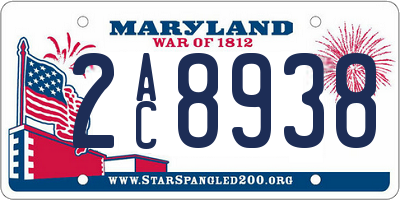 MD license plate 2AC8938