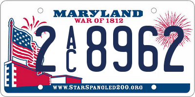 MD license plate 2AC8962