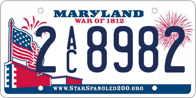 MD license plate 2AC8982