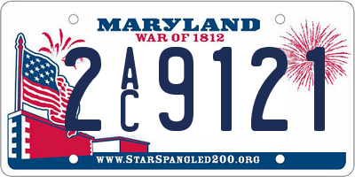 MD license plate 2AC9121