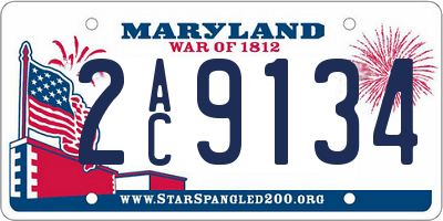MD license plate 2AC9134