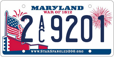 MD license plate 2AC9201