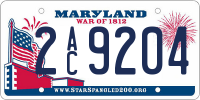 MD license plate 2AC9204