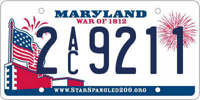 MD license plate 2AC9211