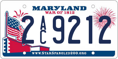 MD license plate 2AC9212