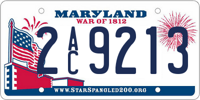 MD license plate 2AC9213