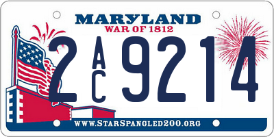 MD license plate 2AC9214