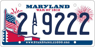 MD license plate 2AC9222