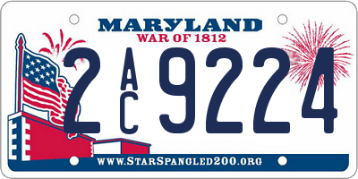 MD license plate 2AC9224