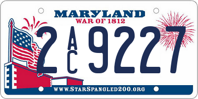 MD license plate 2AC9227