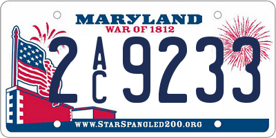 MD license plate 2AC9233