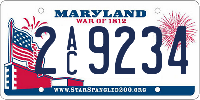 MD license plate 2AC9234