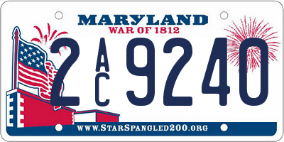 MD license plate 2AC9240