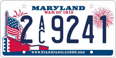 MD license plate 2AC9241