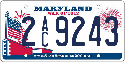 MD license plate 2AC9243