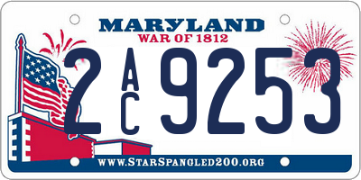 MD license plate 2AC9253