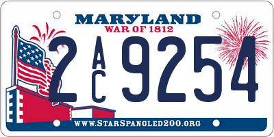 MD license plate 2AC9254