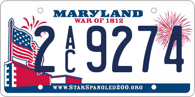 MD license plate 2AC9274