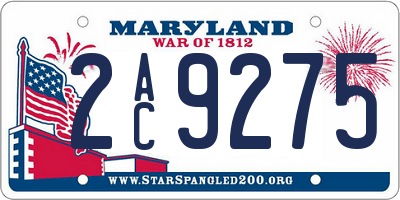 MD license plate 2AC9275