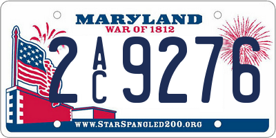 MD license plate 2AC9276