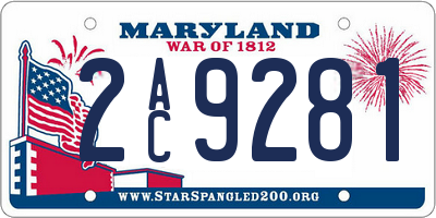 MD license plate 2AC9281