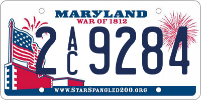 MD license plate 2AC9284