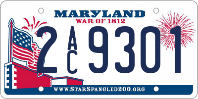 MD license plate 2AC9301