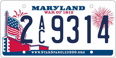 MD license plate 2AC9314