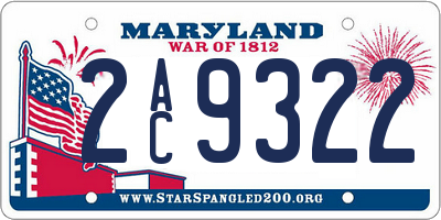 MD license plate 2AC9322
