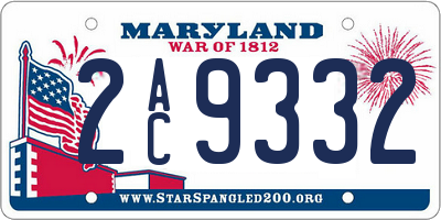 MD license plate 2AC9332