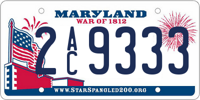 MD license plate 2AC9333