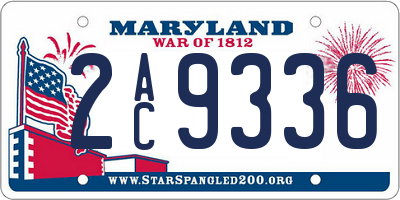 MD license plate 2AC9336