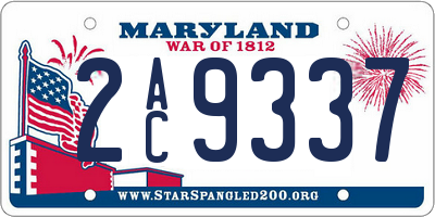 MD license plate 2AC9337