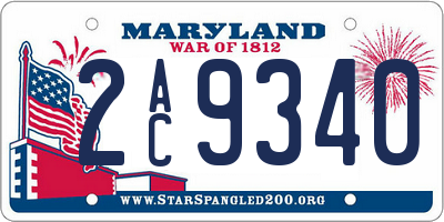 MD license plate 2AC9340