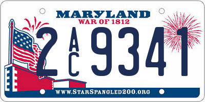 MD license plate 2AC9341