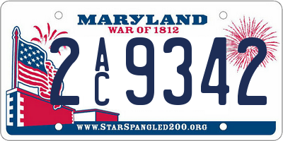 MD license plate 2AC9342