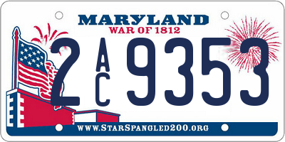 MD license plate 2AC9353