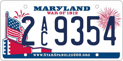 MD license plate 2AC9354