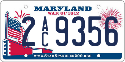MD license plate 2AC9356