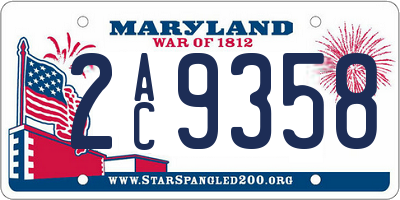 MD license plate 2AC9358