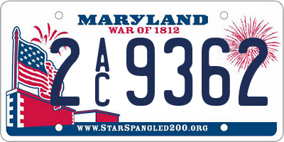 MD license plate 2AC9362
