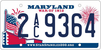 MD license plate 2AC9364