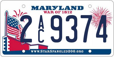 MD license plate 2AC9374