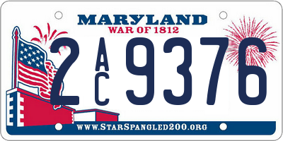 MD license plate 2AC9376