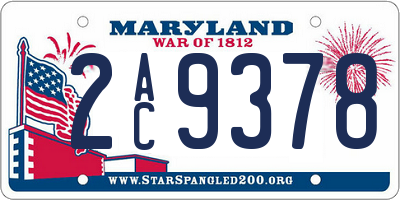 MD license plate 2AC9378