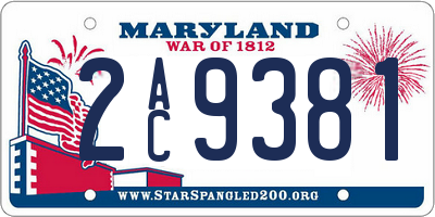 MD license plate 2AC9381